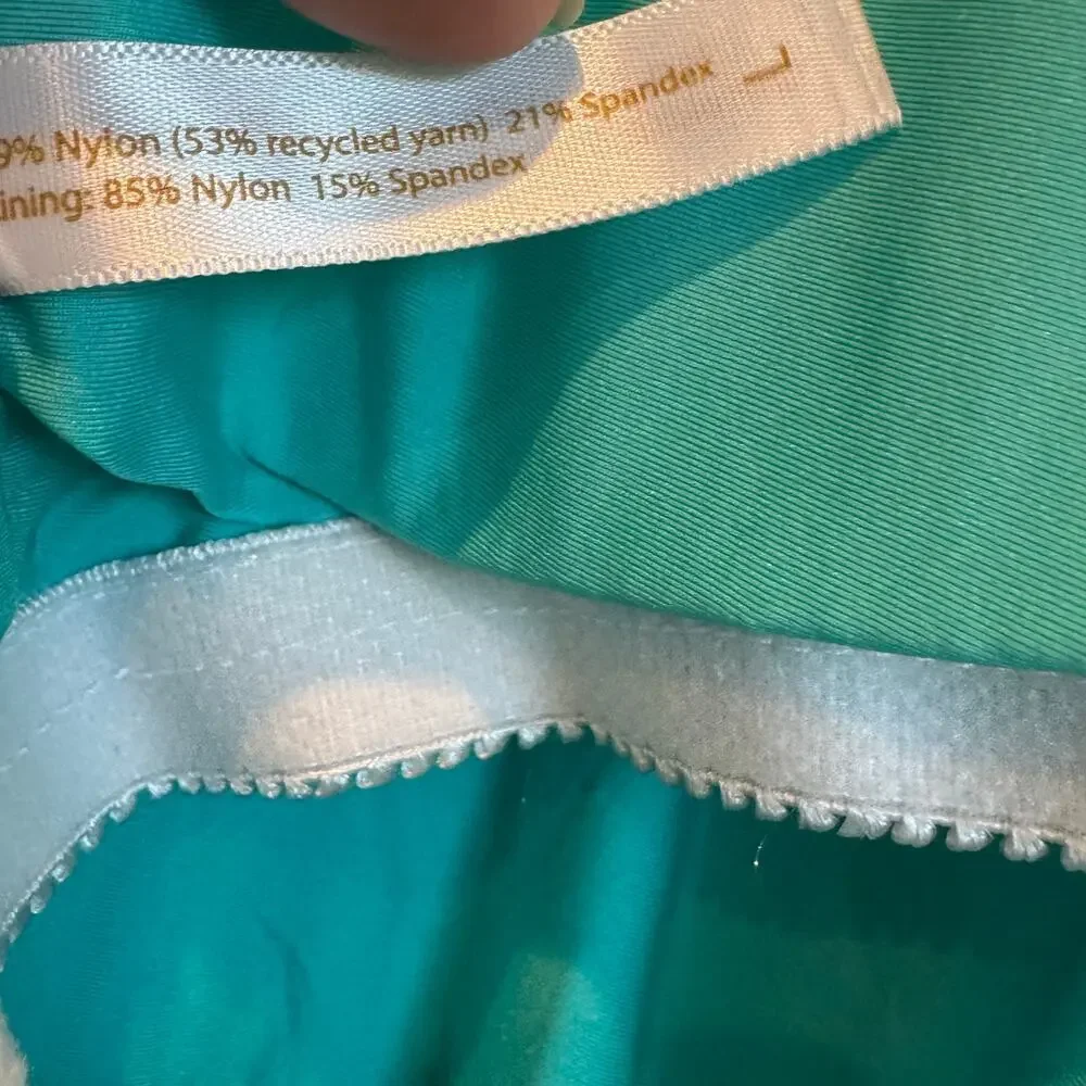 Helen Jon Women's Plunge Tortoise One-Piece Swimsuit Seafoam Aqua Size L NWT